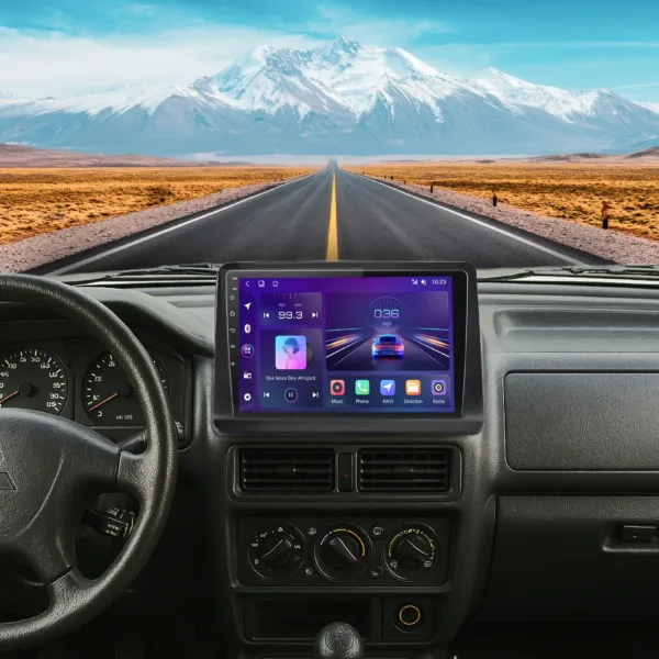 Mitsubishi Pajero 2 Bilradio 1991 - 2004 med trådløs CarPlay og Android Auto. 9” touchscreen for bedre navigation og medieafspilning.