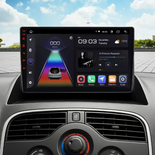 Renault Kangoo 2008-2018 Bilradio med trådløs Apple CarPlay og Android Auto, 9” touchscreen for bedre køreoplevelse.